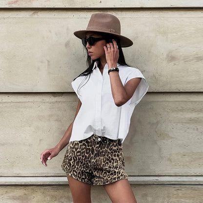 Comfy Leopard Shorts Women's Summer Casual Wear