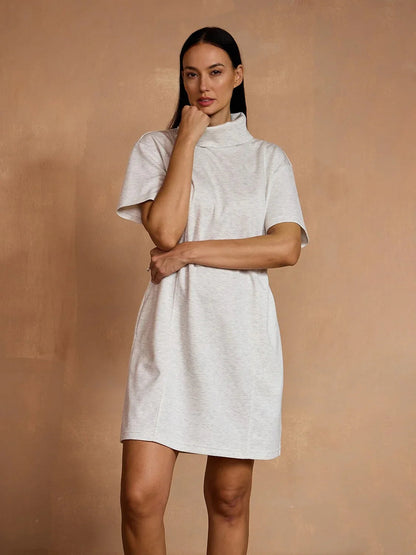 Comfy Casual Short Sleeve Drawstring Dress