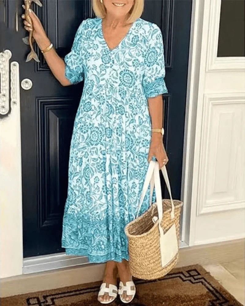 Beautiful Flower Layered Midi Dress