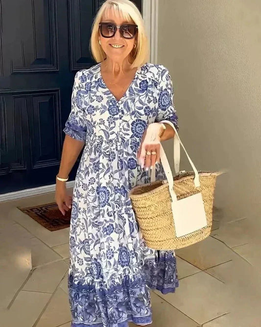 Beautiful Flower Layered Midi Dress - Luxivelle