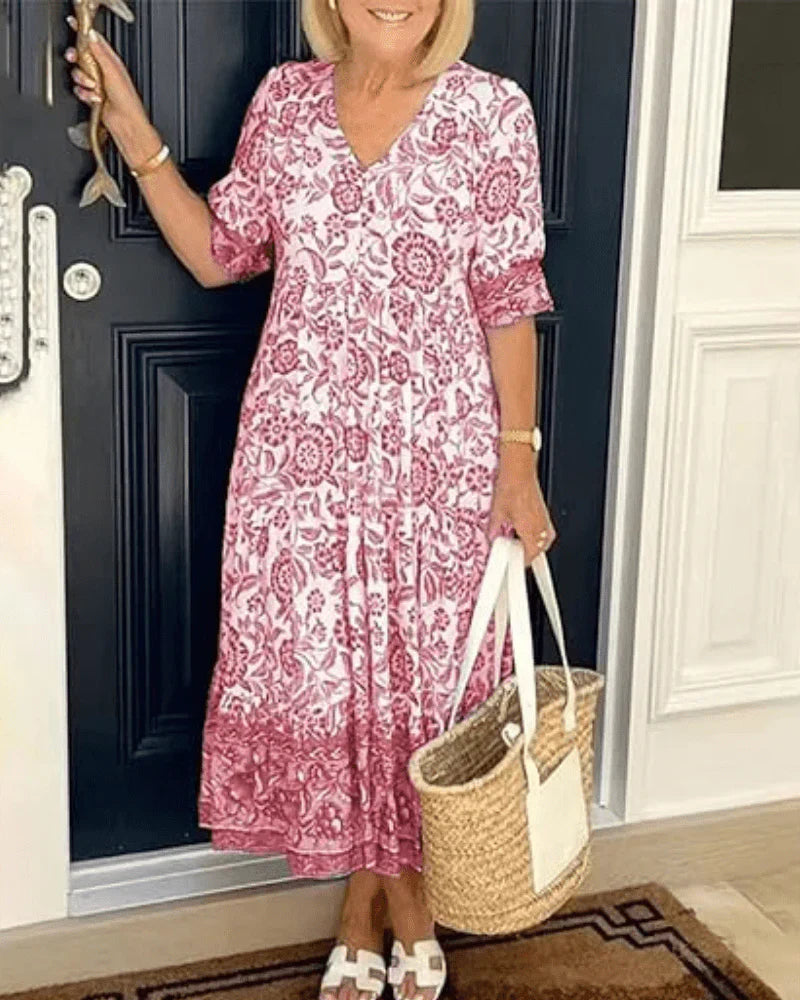 Beautiful Flower Layered Midi Dress