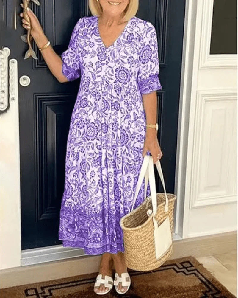 Beautiful Flower Layered Midi Dress