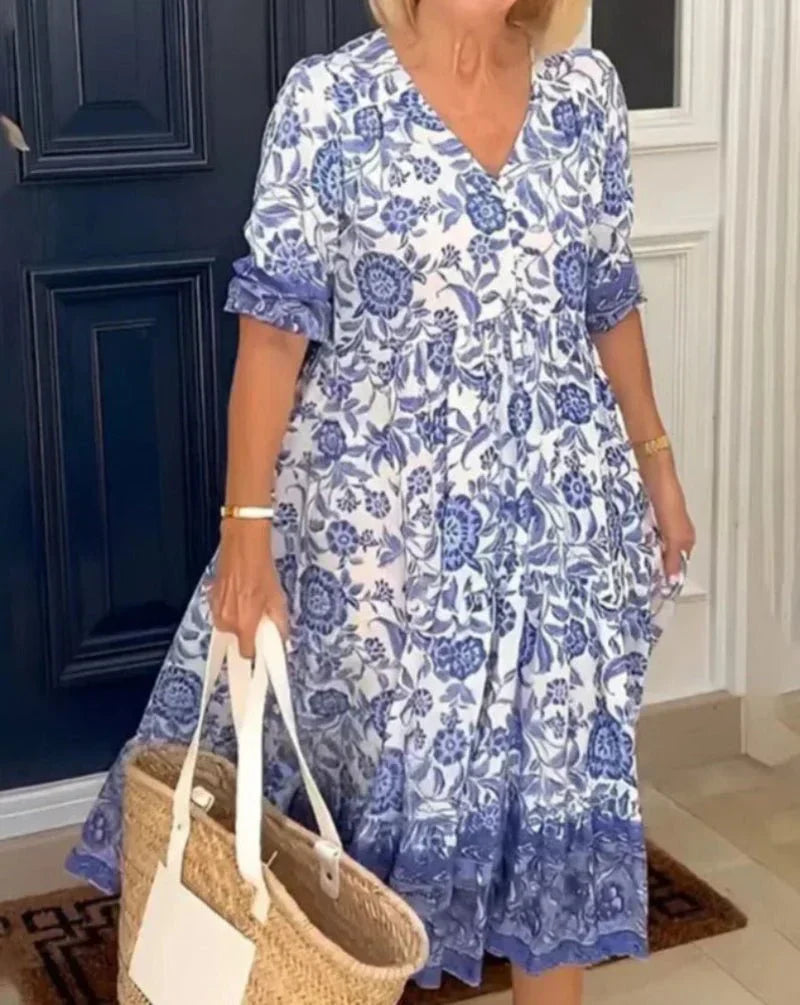 Beautiful Flower Layered Midi Dress