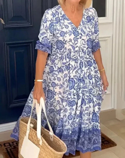 Beautiful Flower Layered Midi Dress