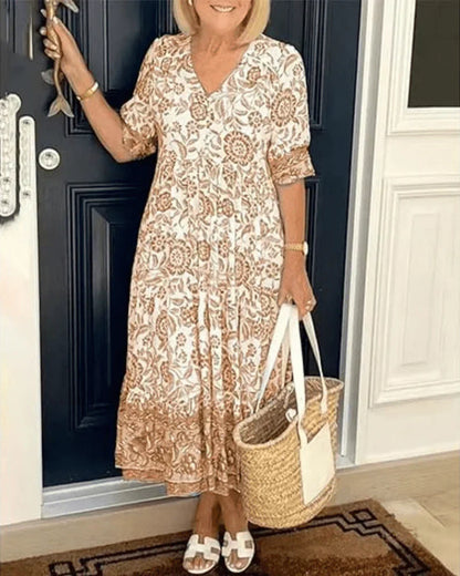 Beautiful Flower Layered Midi Dress
