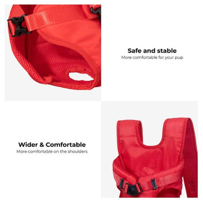 "Versatile dog carrier backpack for hiking, shown in green. Secure multi-buckle design keeps pets safe and comfortable outdoo