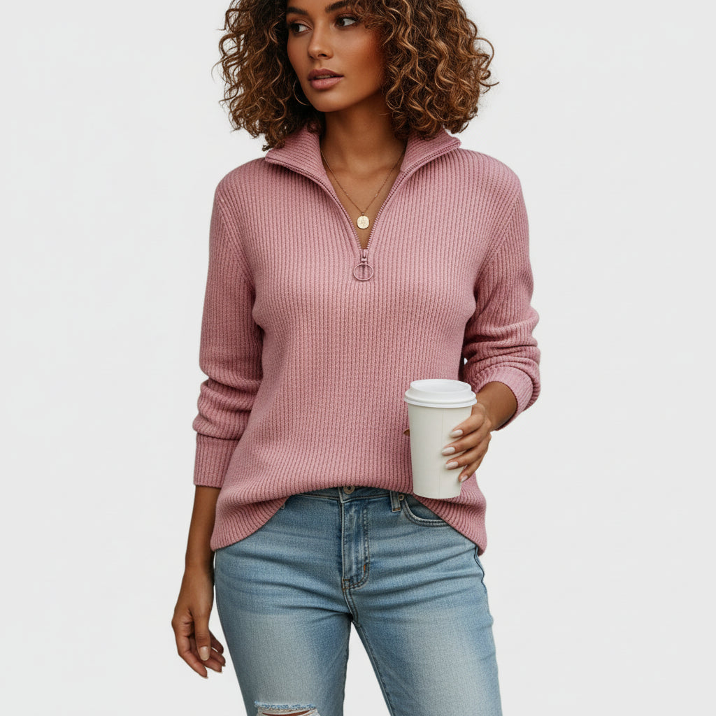 Casual Fleece Half-Zip Sweater - Luxivelle