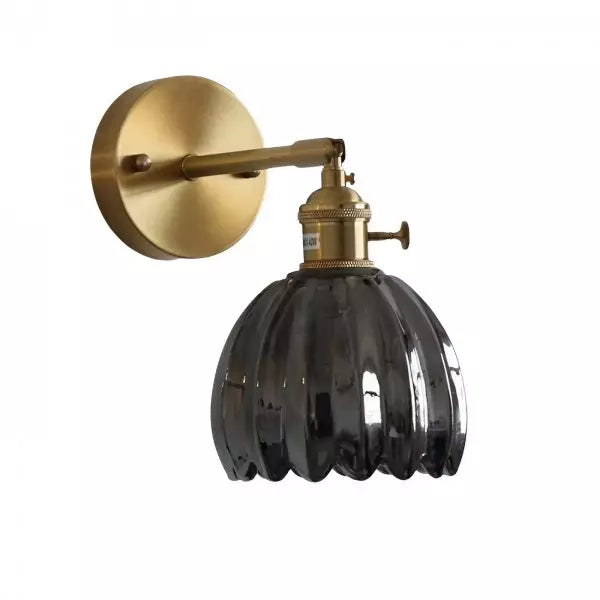 "Vintage floral tulip glass wall lamp, tulip-shaped shade, multi-color options, elegant retro design, adds warm soft light."