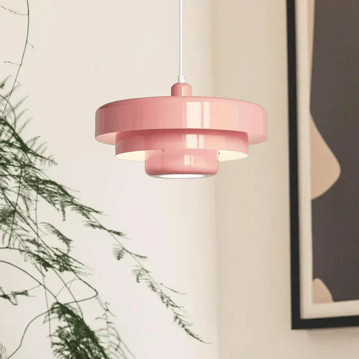 "Vintage LED pendant light with classic metal and elegant finish, available in vibrant colors for interior spaces."