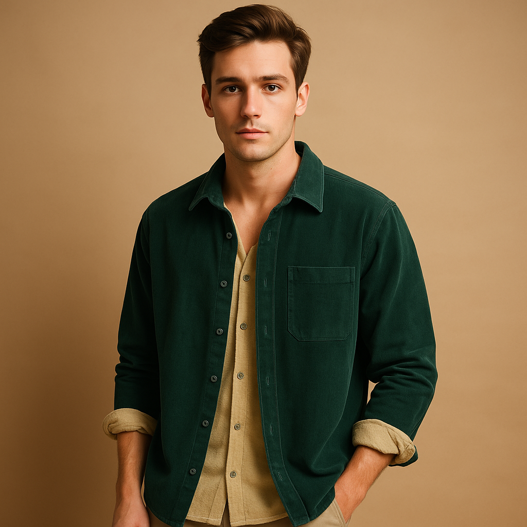 Retro Corduroy Button Down Mens Shirt - Luxivelle