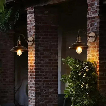 "Vintage-style Retro LED Wall Light with wrought iron, ideal for indoor/outdoor decor, available in multiple colors."
