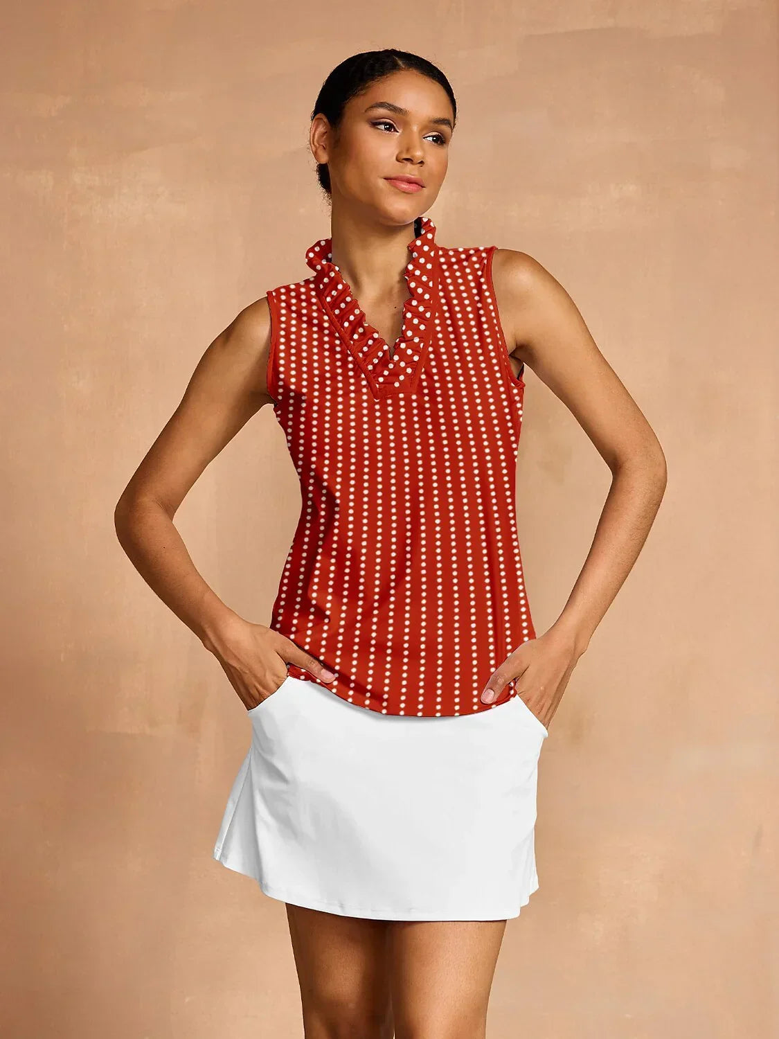 Sun Protective V-Neck Ruffle Women's Tank Top - Luxivelle