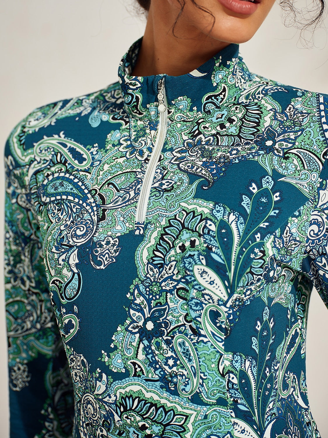 Soft High Neck Thermal Long Sleeve Quarter Zip Top