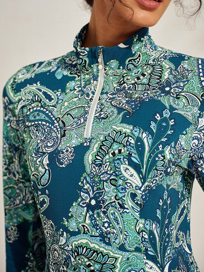Soft High Neck Thermal Long Sleeve Quarter Zip Top