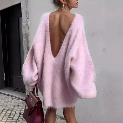 Cozy Oversized Long Sweater Dress - Luxivelle