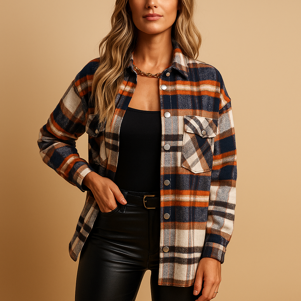 Cozy Plaid Coat for Ladies - Luxivelle
