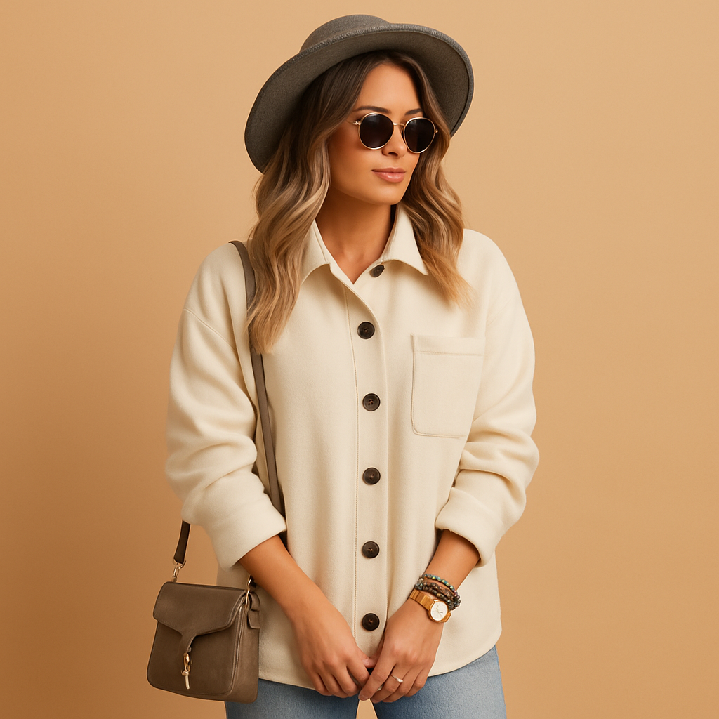 Women’s warm winter vest in soft seasonal tones, sleeveless design ideal for layering over casual or winter outfits