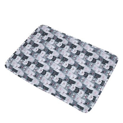 "Washable eco-friendly pet pee pad, super absorbent and reusable, shown on colorful background with paw print design."