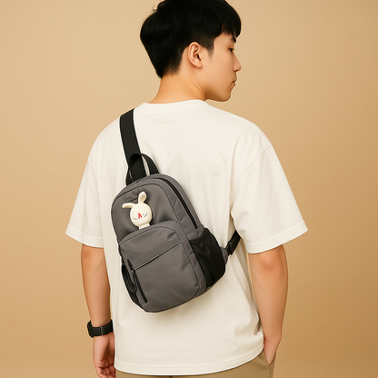 Men’s water-resistant crossbody travel bag with breathable strap, water bottle holder, and stain-proof finish for outdoor and urban adventures.