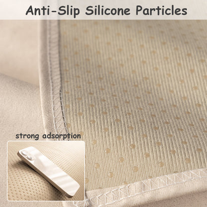 "Waterproof anti-scratch sofa cover in beige, ideal for pet owners, showcasing durable fabric and anti-slip backing."