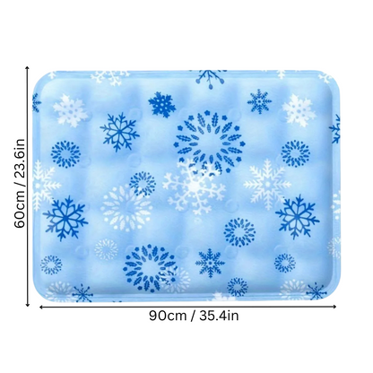 Waterproof Cooling Pet Mat for Dogs and Cats, blue mat, ideal for keeping pets cool, fits couches and crates, multiple sizes.