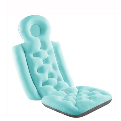 Waterproof, non-slip spa bath pillow with soft cushioning, suction cups, and breathable mesh for ultimate bath comfort.
