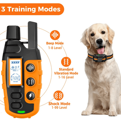 Waterproof rechargeable e-collar for dog training, black strap, remote control, fits all sizes, for outdoor use, pet supplies
