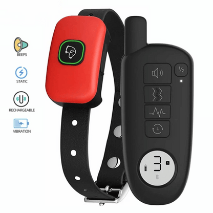 "Waterproof smart dog training collar with remote, 300m range, durable design for effective indoor/outdoor pet training."