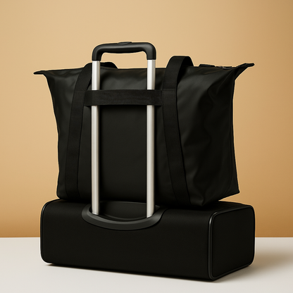 Waterproof travel shoulder tote bag for women with anti-theft pocket, zippered closure, and luggage strap—ideal for commuting, travel, and everyday style.