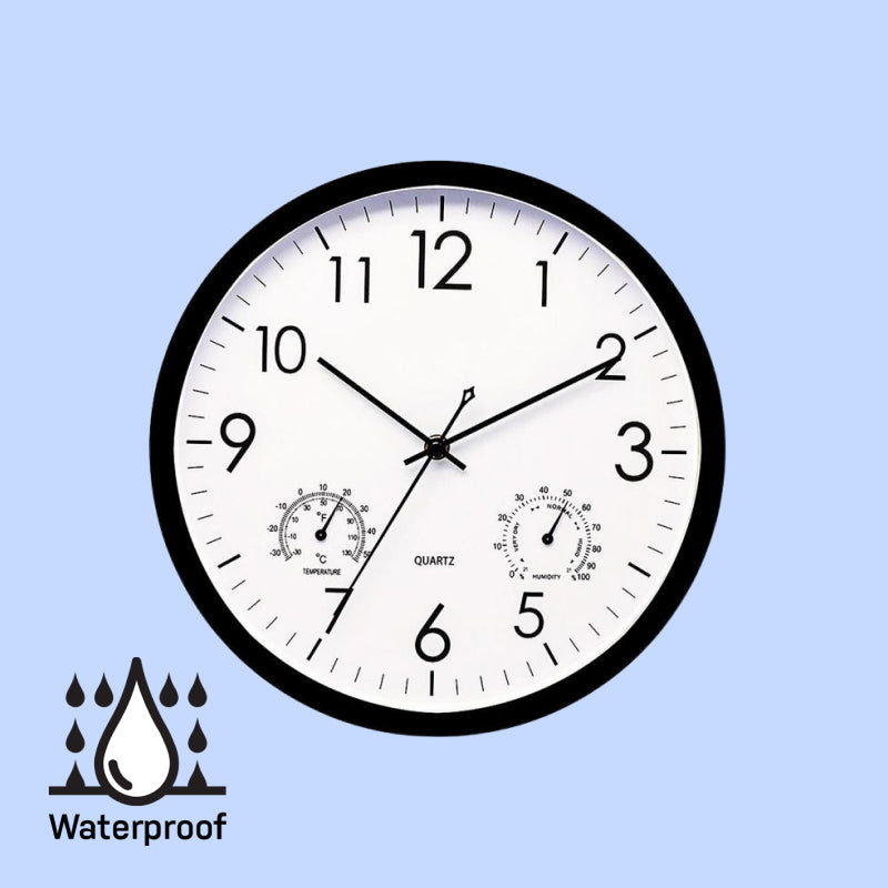 Waterproof Large Yard Wall Clock with Thermometer - Luxivelle
