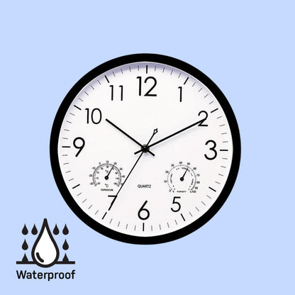 Waterproof Large Yard Wall Clock with Thermometer - Luxivelle