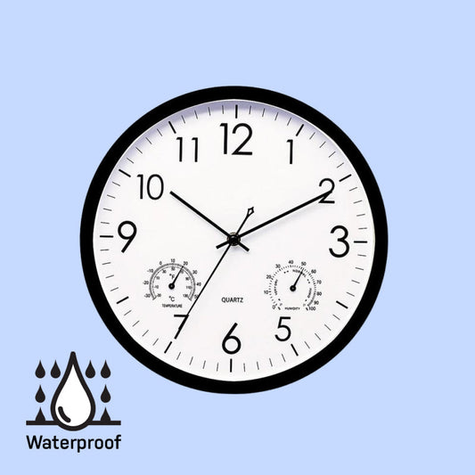Waterproof Large Yard Wall Clock with Thermometer - Luxivelle