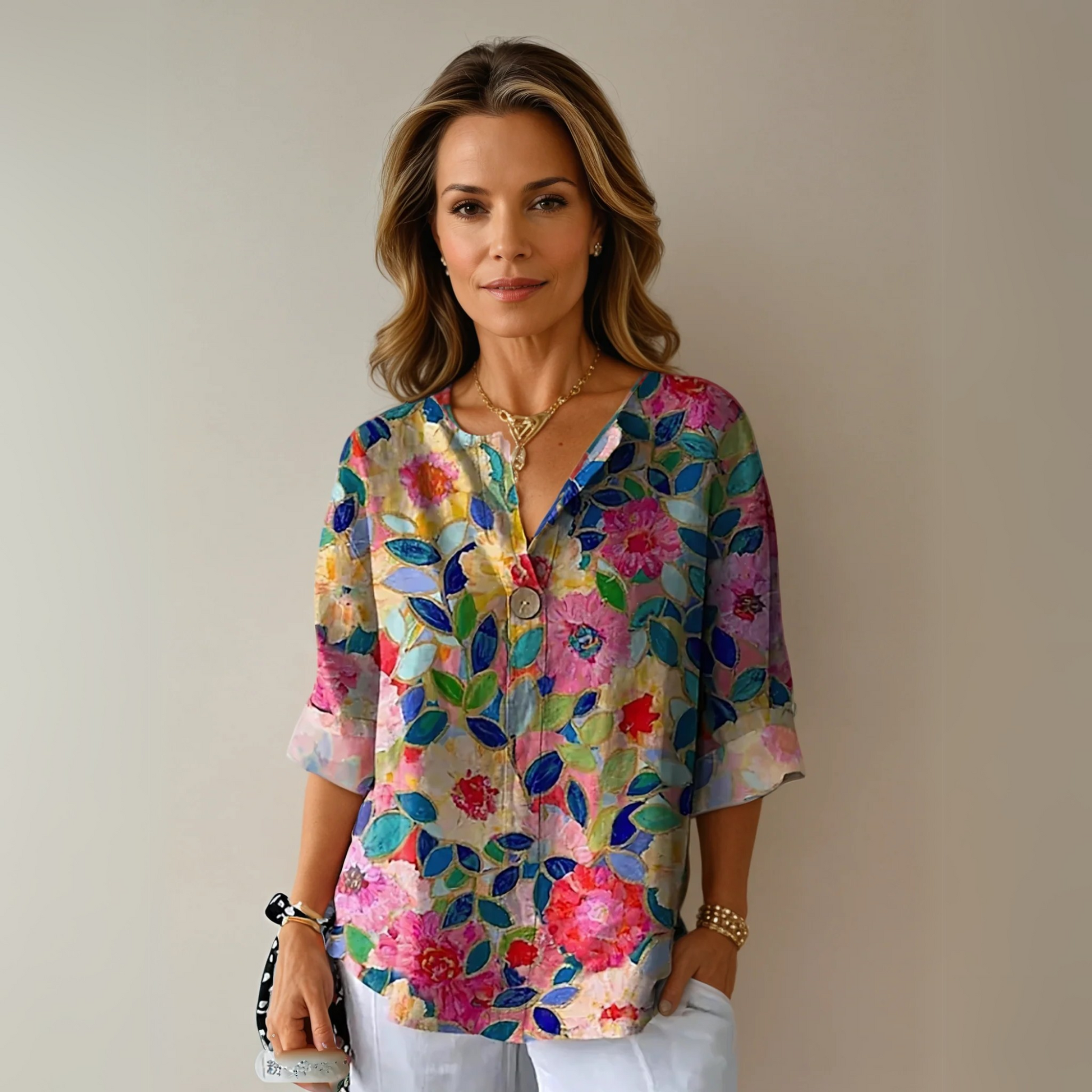Elegant Flower Pattern Women's Blouse - Luxivelle
