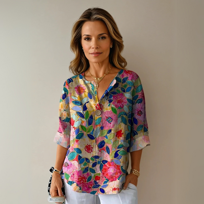 Elegant Flower Pattern Women's Blouse - Luxivelle