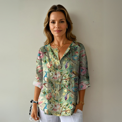 Elegant Flower Pattern Women's Blouse