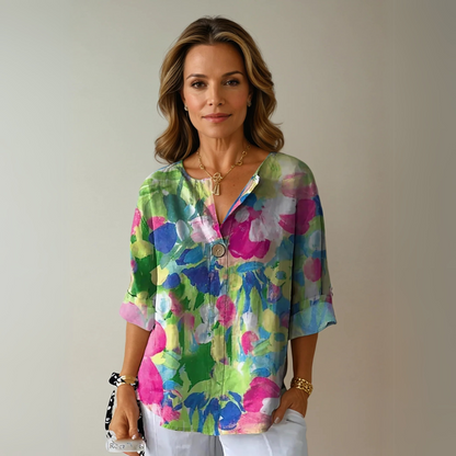 Elegant Flower Pattern Women's Blouse