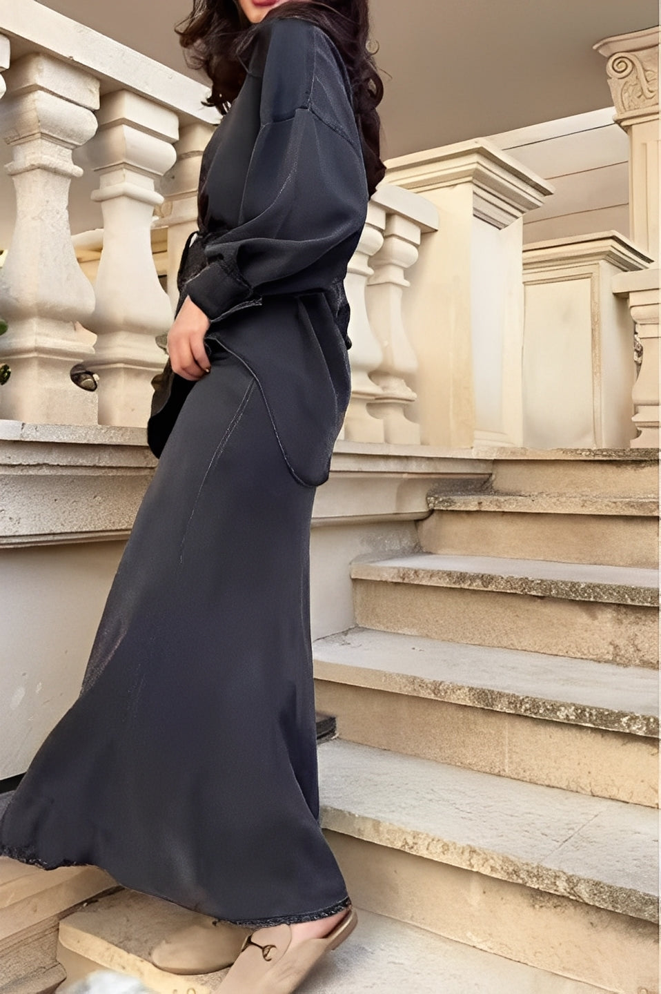 Women's Casual Tie Waist Shirt Dress Set