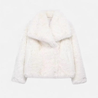 Short Puffer Winter Coat for Women with Faux Fur Collar