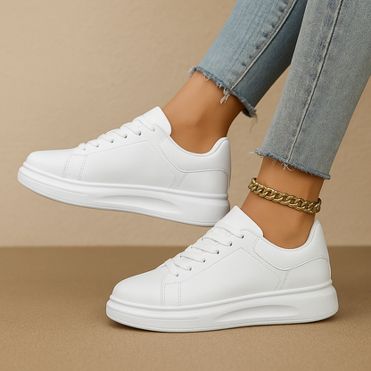 Classic Ladies White Leather Shoes - Luxivelle