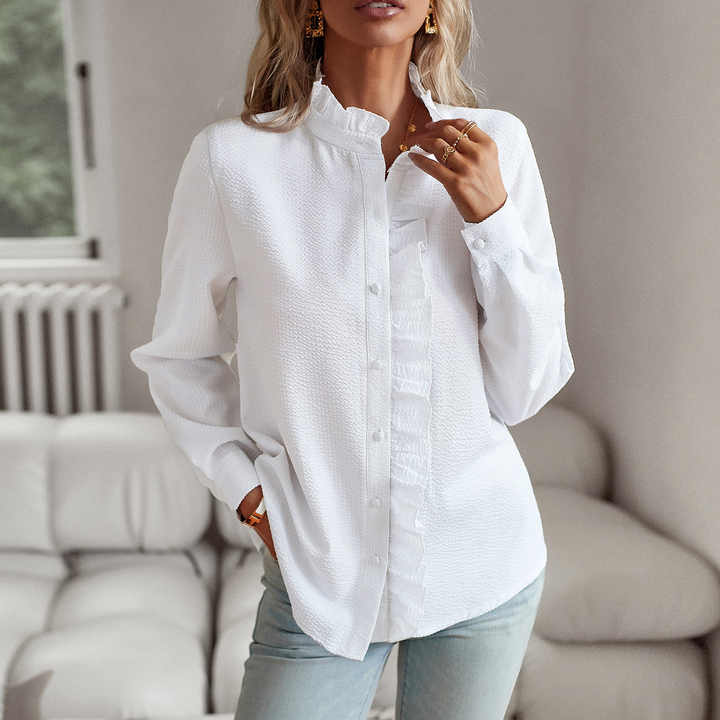 Ladies' Chiffon Ruffle Front Shirt