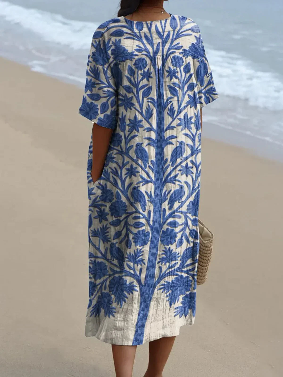 Navy Floral Embroidered Dress