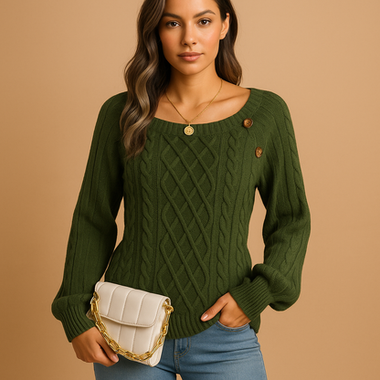 Women’s elegant knit sweater with long sleeves and soft stretch fit, ideal for autumn and winter wear in casual or layered styles.