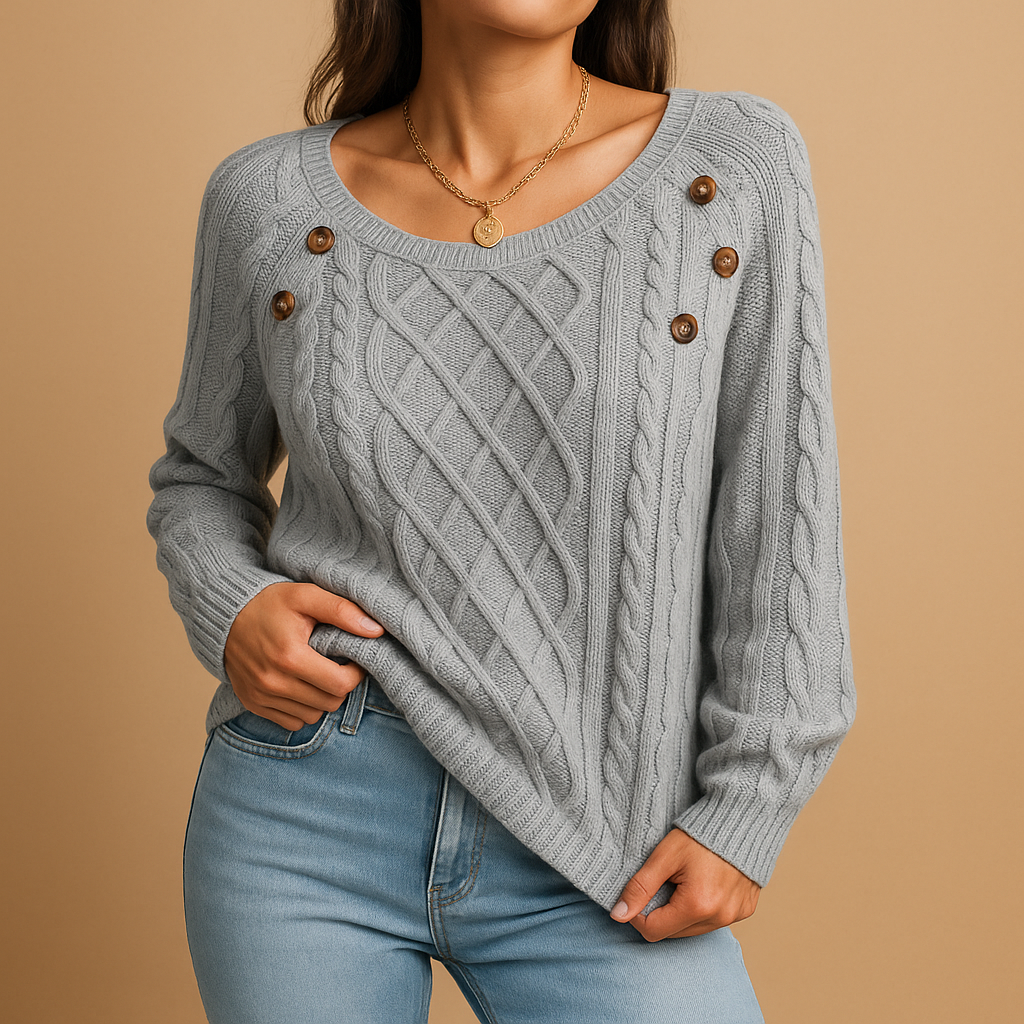 Women’s elegant knit sweater with long sleeves and soft stretch fit, ideal for autumn and winter wear in casual or layered styles.