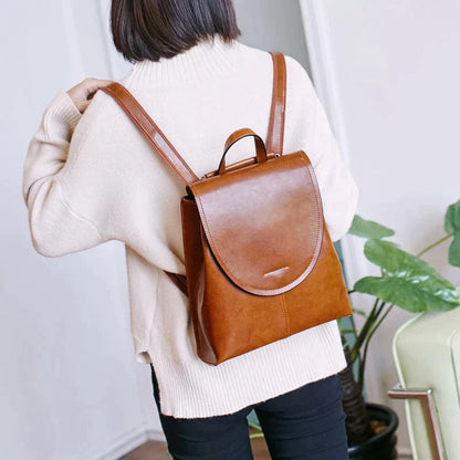 Fashionable Ladies Leather Rucksack - Luxivelle