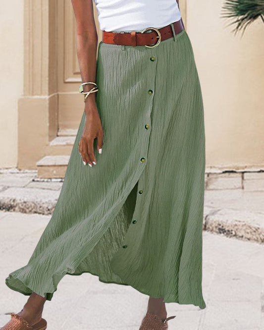 Classic High Waisted Maxi Skirt - Plain Colors - Luxivelle