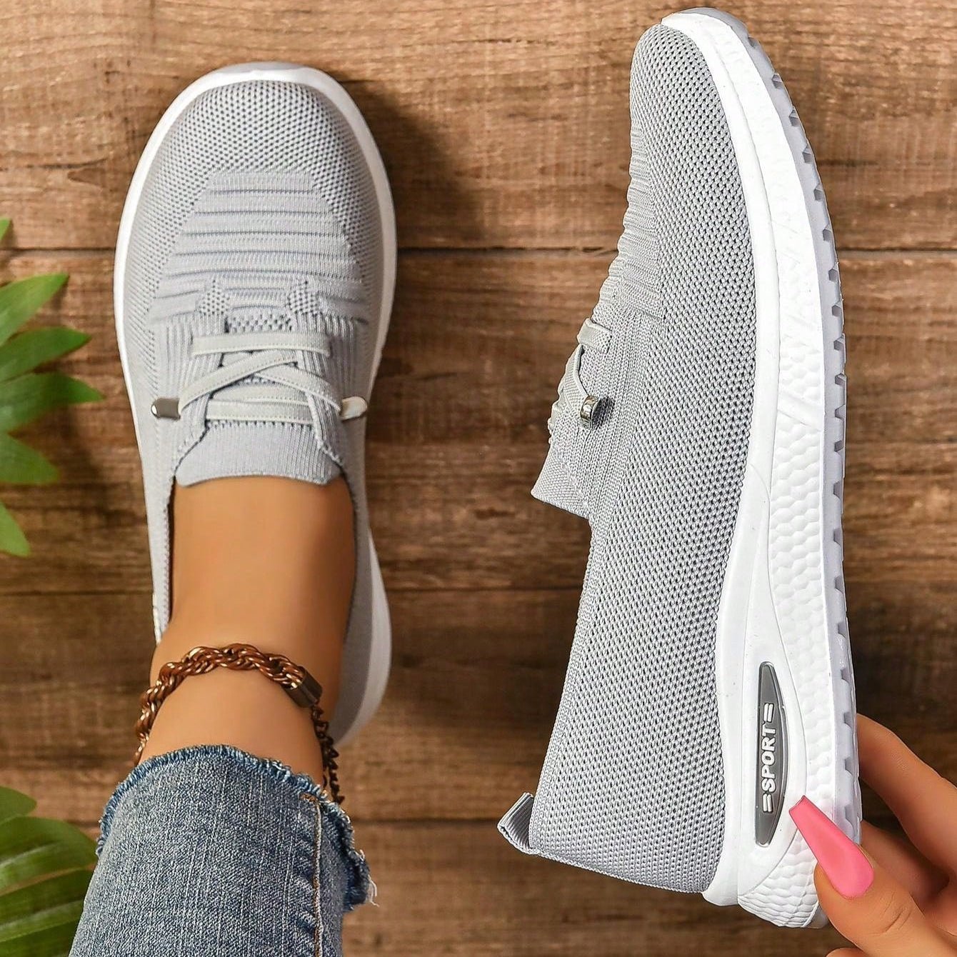 Soft Gray Supportive Walking Shoes - Luxivelle