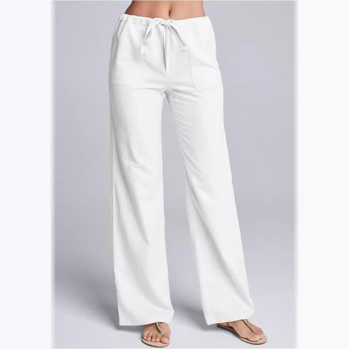Comfortable Women's Elastic Waist Cotton Pants - Luxivelle