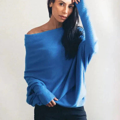 "Womens loose sweater with classic design, luxurious fit; available in beige, gray, black, green, purple, and more colors."