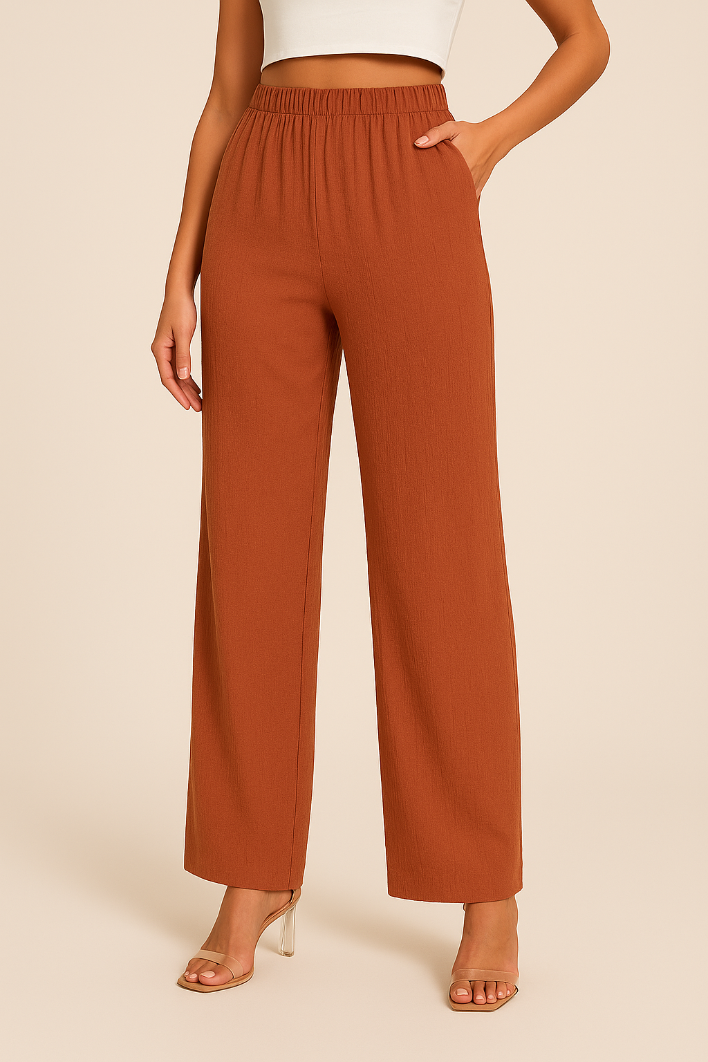 Comfortable Women's Straight Leg Elastic Waist Pants - Luxivelle