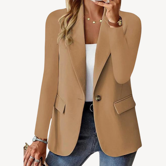 Classic Fit One Button Ladies Blazer Coat - Luxivelle